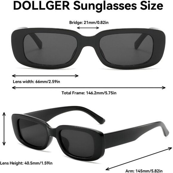 Trendy Rectangle Sunglasses Women and Men Retro Square UV400 Fashion Shades - Picture 5 of 6